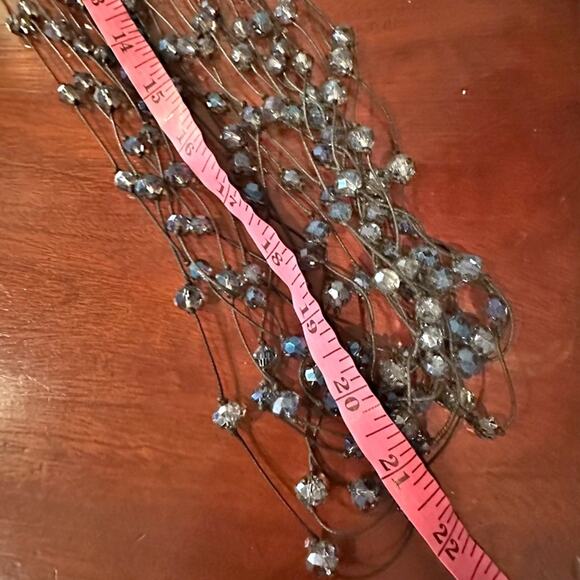 Chico’s Beaded Necklace Gray Blue Long Multi Strand Statement Beads Coastal 43" - Picture 10 of 15